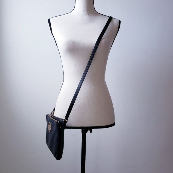 Michael Kors Black Leather Crossbody Bag, Gold - Picture 4 of 8